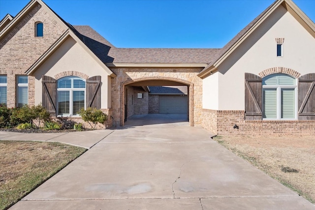 view of front of home with a garage