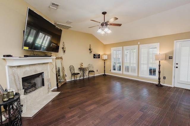 4906 Grinnell St, Lubbock, TX 79416 - unfurnished living room with a ceiling fan, wood finished floors, lofted ceiling, and baseboards