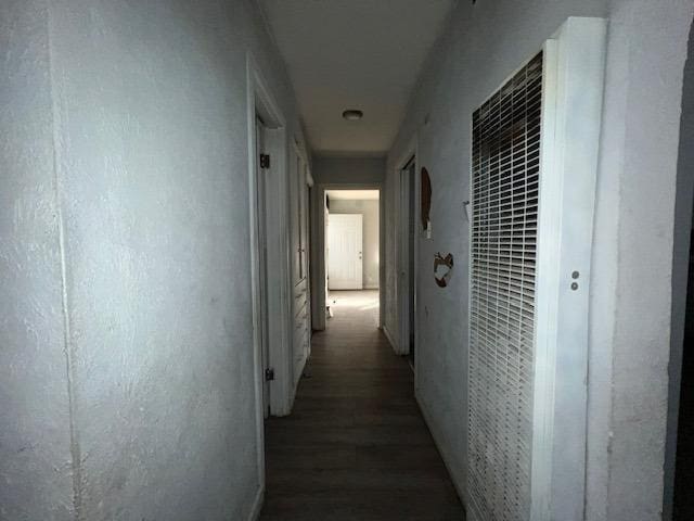 corridor featuring dark hardwood / wood-style flooring