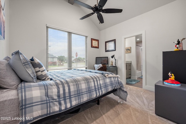 4724 121st Pl, Lubbock, TX 79424 - bedroom with vaulted ceiling, carpet floors, baseboards, and ceiling fan
