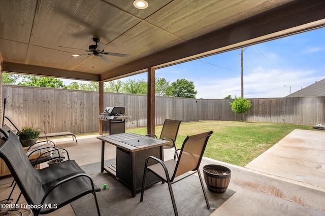 4724 121st Pl, Lubbock, TX 79424 - view of patio / terrace featuring a ceiling fan and area for grilling