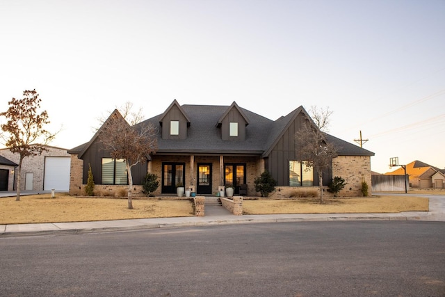 view of front of property with a garage