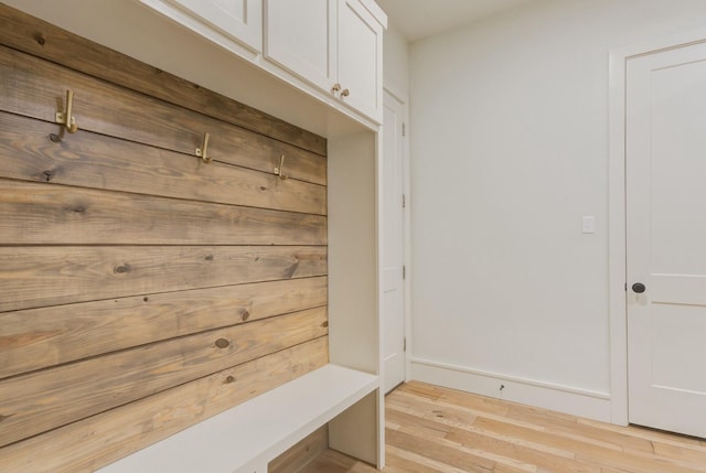 mudroom featuring light wood finished floors