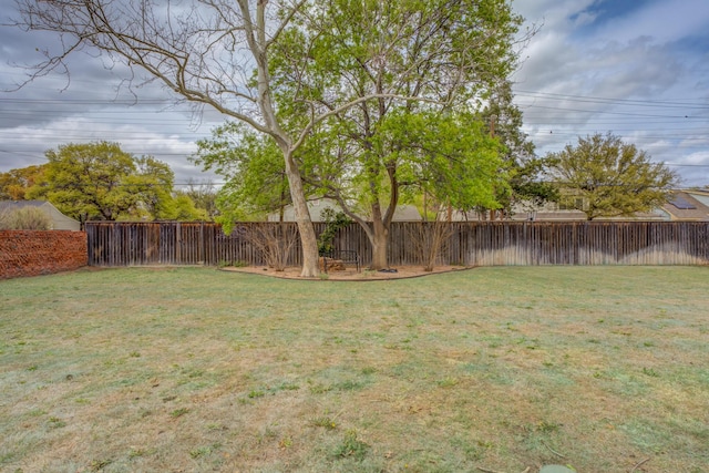 view of yard with a fenced backyard