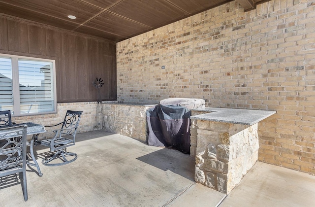 view of patio / terrace featuring outdoor dining area and grilling area