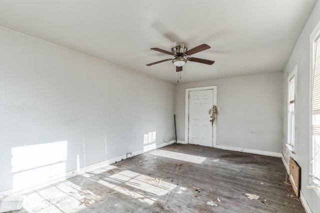 interior space featuring ceiling fan