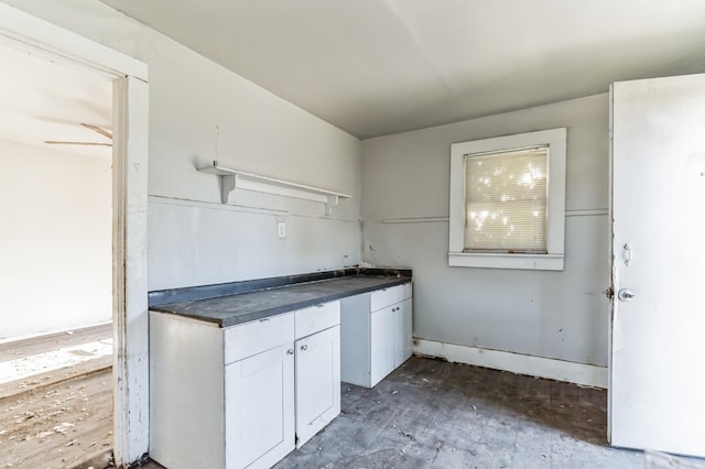 kitchen with white cabinets