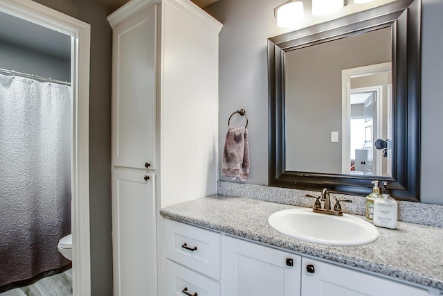 full bathroom with toilet and vanity