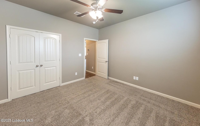 5234 Jarvis St, Lubbock, TX 79416 - unfurnished bedroom with a closet, carpet floors, and a ceiling fan