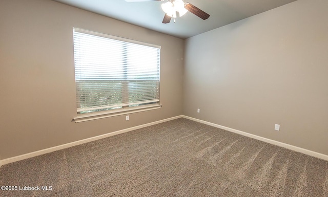 5234 Jarvis St, Lubbock, TX 79416 - empty room with ceiling fan and dark colored carpet