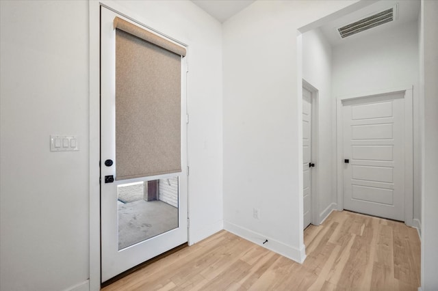 interior space with light hardwood / wood-style floors