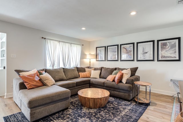 living room featuring light hardwood / wood-style flooring