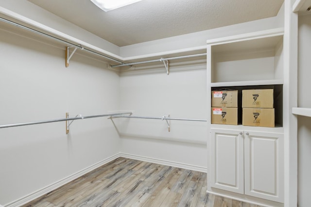 spacious closet with light hardwood / wood-style flooring