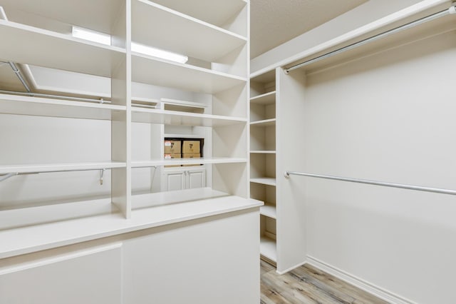 walk in closet featuring light hardwood / wood-style floors