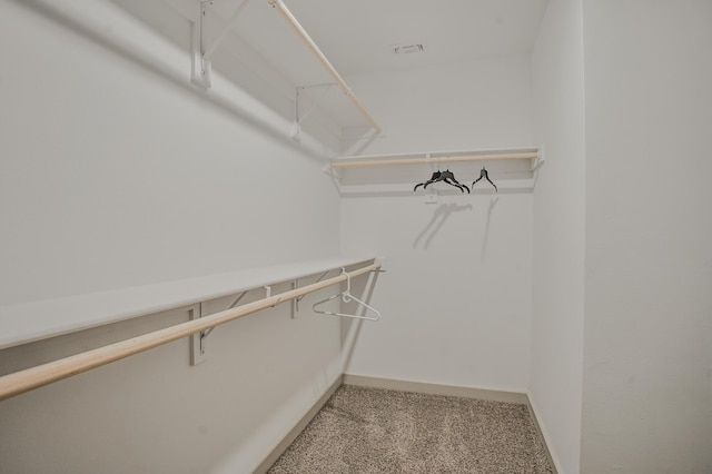 walk in closet featuring carpet floors