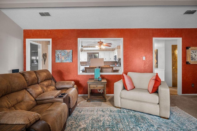 4405 56th St, Lubbock, TX 79414 - living area featuring light carpet and ceiling fan