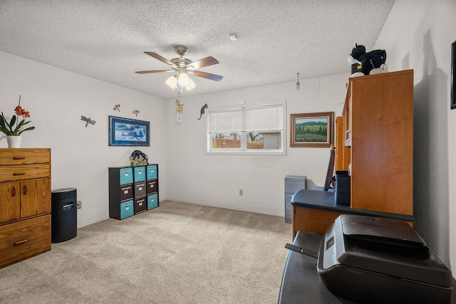 4405 56th St, Lubbock, TX 79414 - office featuring ceiling fan, light carpet, and a textured ceiling