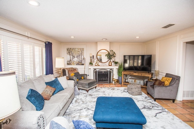 view of tiled living room