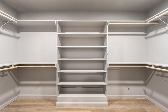 spacious closet with light hardwood / wood-style flooring