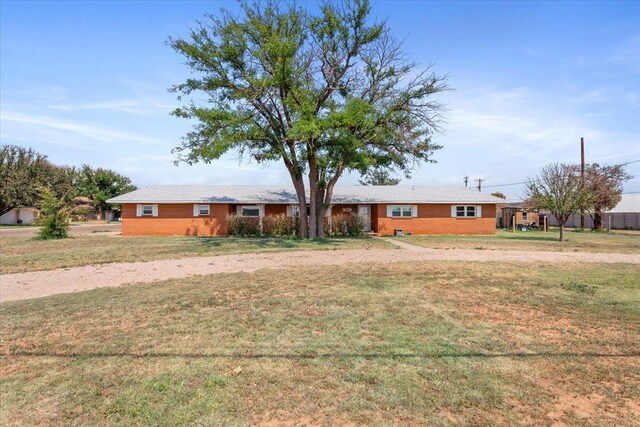 ranch-style house with a front lawn