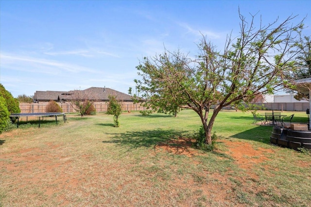 view of yard featuring a trampoline