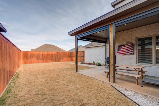 view of yard featuring a patio area