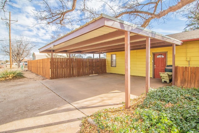 view of car parking with a carport