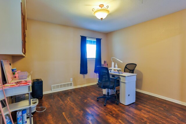 office featuring dark wood-type flooring