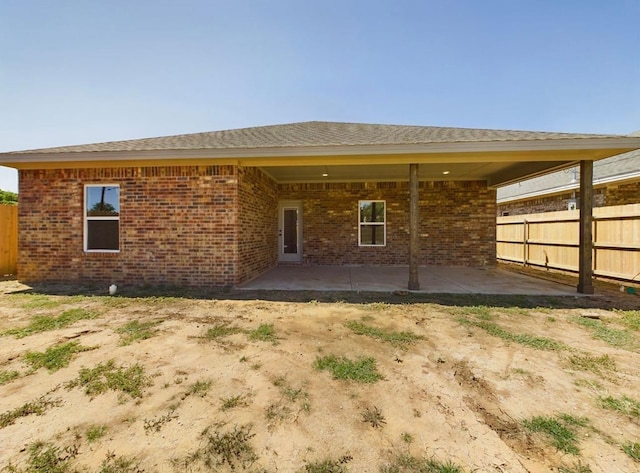 rear view of house featuring a patio area