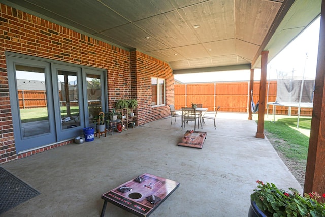 view of patio / terrace with a trampoline