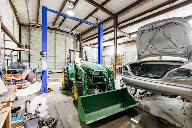 garage featuring metal wall