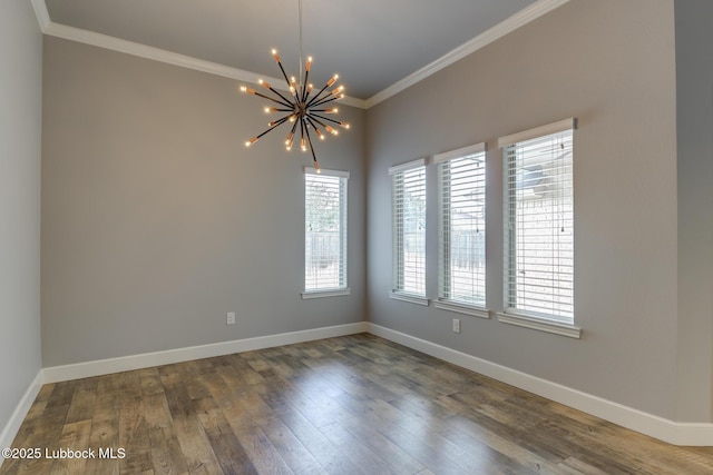4020 125th St, Lubbock, TX 79423 - empty room with a chandelier, ornamental molding, and wood finished floors