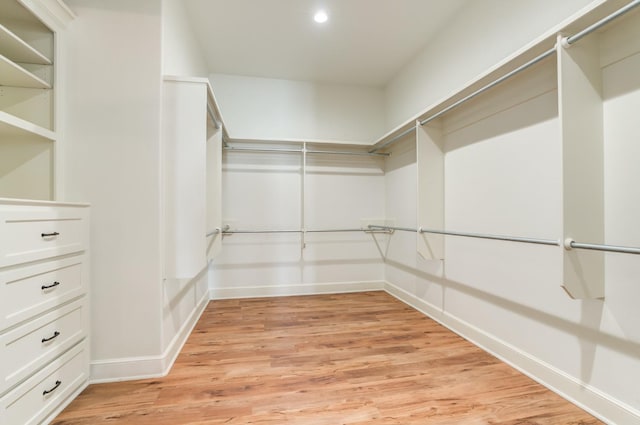 spacious closet with light wood-type flooring