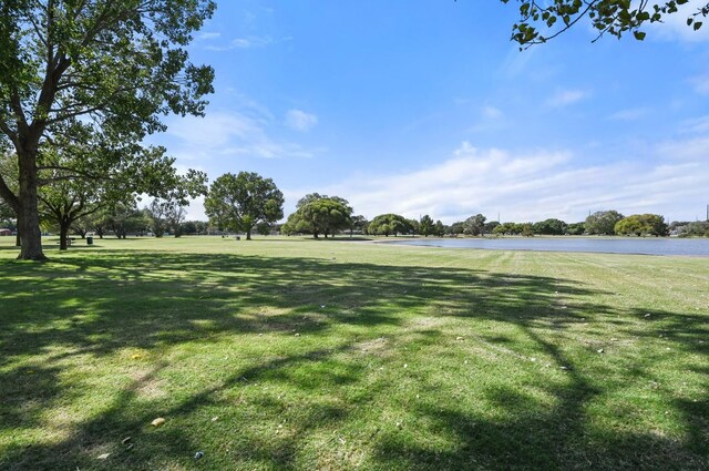 view of yard with a water view