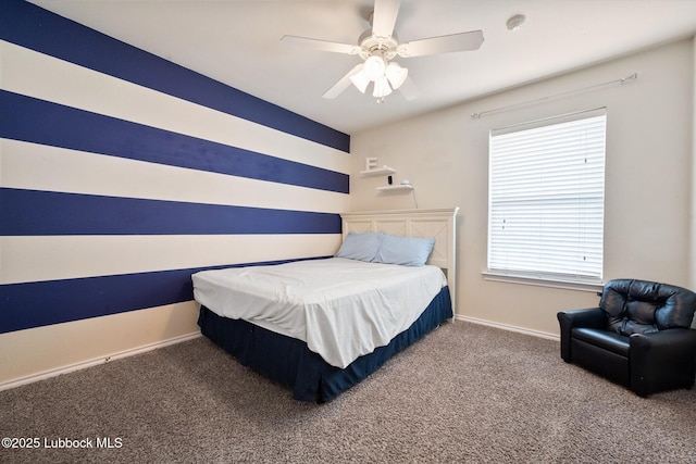 10827 Detroit Ave, Lubbock, TX 79423 - bedroom featuring carpet, baseboards, and ceiling fan