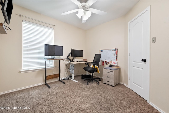 10827 Detroit Ave, Lubbock, TX 79423 - office with carpet floors, ceiling fan, and baseboards