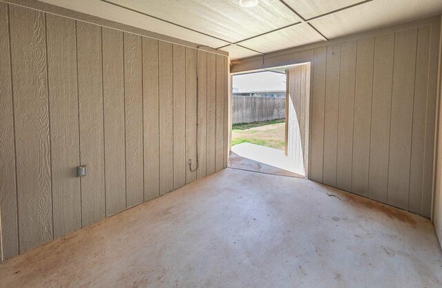 garage with wooden walls