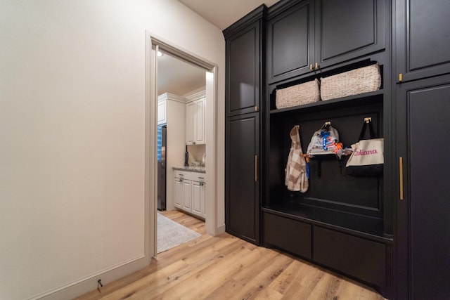 mudroom featuring light wood-type flooring