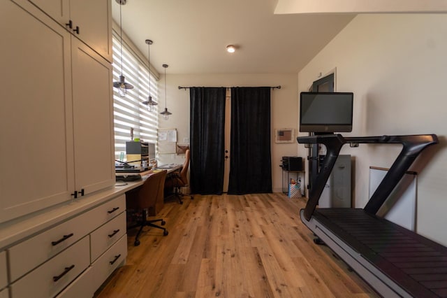 office space featuring light hardwood / wood-style floors