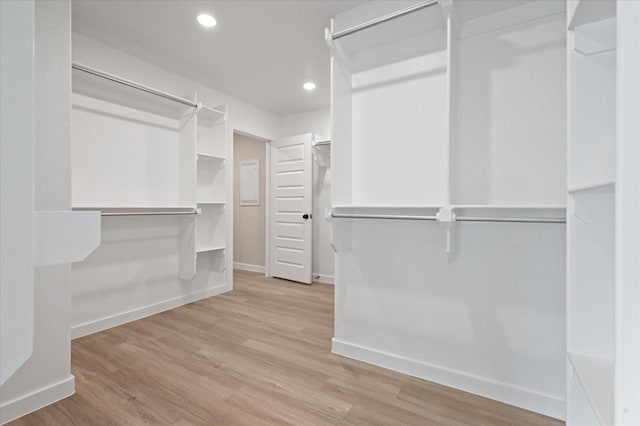 spacious closet featuring light wood-type flooring