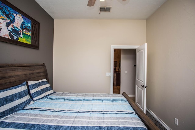 bedroom featuring ceiling fan