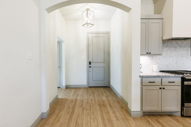 interior space featuring light wood-type flooring