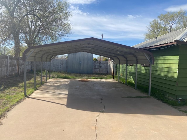 view of car parking featuring a carport