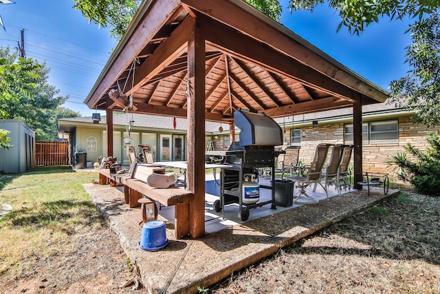 view of patio / terrace featuring a gazebo