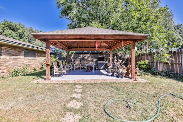 view of yard with a gazebo and a patio