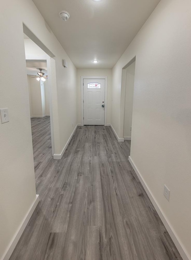 hall featuring wood-type flooring