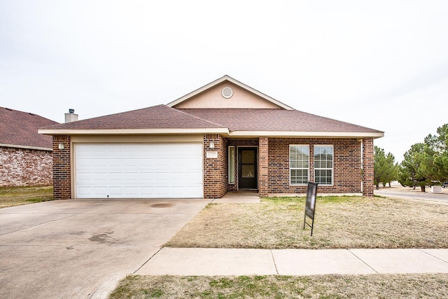 single story home with a garage