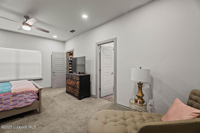 902 N Fulton Ave, Lubbock, TX 79416 - bedroom with carpet floors, recessed lighting, ceiling fan, and baseboards