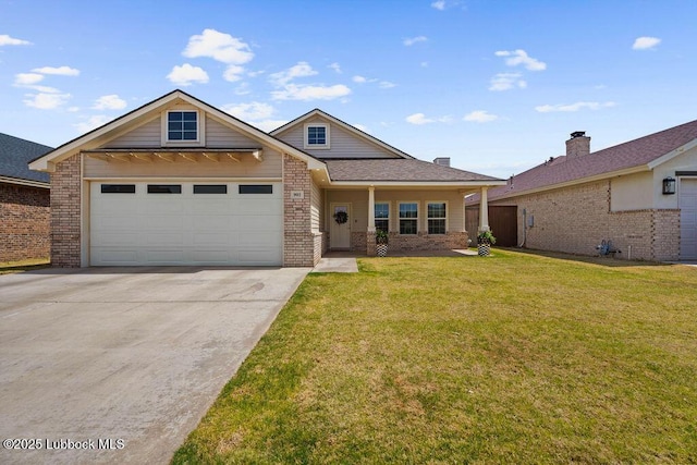 902 N Fulton Ave, Lubbock, TX 79416 - view of front of property with brick siding, concrete driveway, a garage, and a front yard