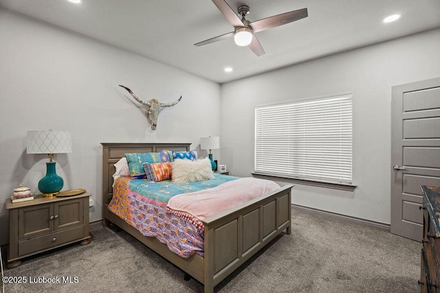 902 N Fulton Ave, Lubbock, TX 79416 - carpeted bedroom with recessed lighting, a ceiling fan, and baseboards